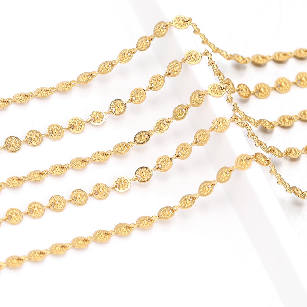 1 Meter Stainless Steel Gold Color 5mm Round Flower Chains Women Choker Necklace Making DIY Jewelry Making Accessories Supplies