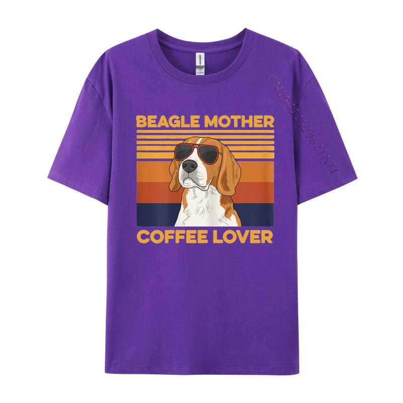 Mens TShirt Beagle Mother Coffee Lover Tee Shirt Arts Retro Cotton Clothes Graphic T Shirts 100 Cotton