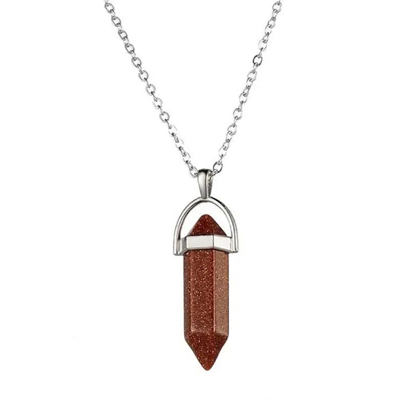 Natural Stone Necklace Hexagonal Pendant Chakra Healing Stone Crystal Jewelry For Women And Men Birthday Gifts