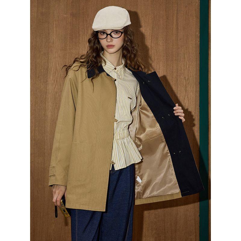 Early Autumn Versatile Lapel Camel-Colored Coolhut2025 New Autumn Mid-Length Women's Trench Coat Jacket