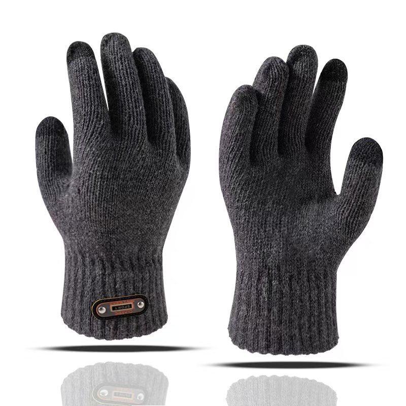 Men's gloves winter thickened warm plush wool winter cold cycling autumn and winter knitted new models