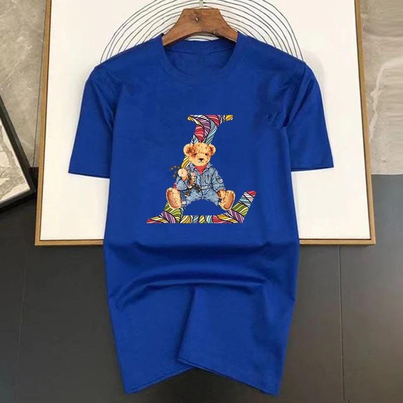 2024 Popular Luxury Brand Walking Rabbit Printing Pure Cotton Short-sleeved Unisex's Street T-shirt Loose Breathable Oversized Top