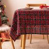 Christmas Tablecloth Red Green Plaid Xmas New Year Rectangle Tablecloth Snowflakes Printing Table Cover Dinning Table Cloth