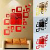 Home Clock Fashionable  Square Combination Clock Wall Decoration Clock Mirror Stickers, Mirror Wall Stickers, Suitable For Living Room, Study, Bedroom