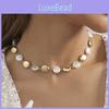 Fashionable Geometric Design Gold Color Chain Necklace With Imitation Pearls