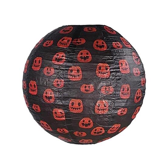 Halloween Lantern 12 Inch Paper Round Lantern Hanging Polka Dot Pumpkin Print Lantern Decoration for Party Supplies Photography Props