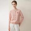 Women's 100% Pure Cashmere Cardigan with Colored Buttons, Round Neck, and Fruit Embroidery.