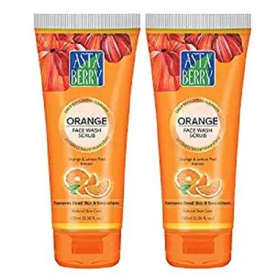 Astaberry Orange Face Wash Scrub For Daily Exfoliating Cleanser 100 Ml Pack of 2