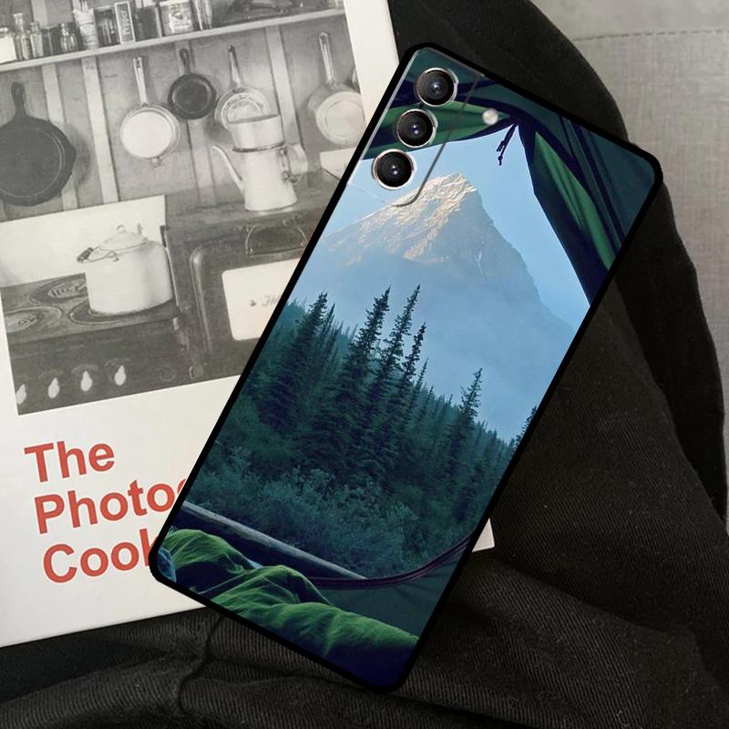 Camping Nature Mountain Phone Case For Samsung Galaxy S24 S22 S23 Ultra S20 S21 S24 FE S9 S10 Plus Note 10 20 Ultra