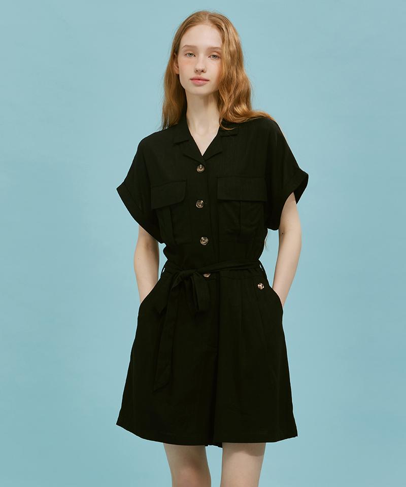 MARIE CLAIRE Linen Belted Jumpsuit (Magbop14Mbk)