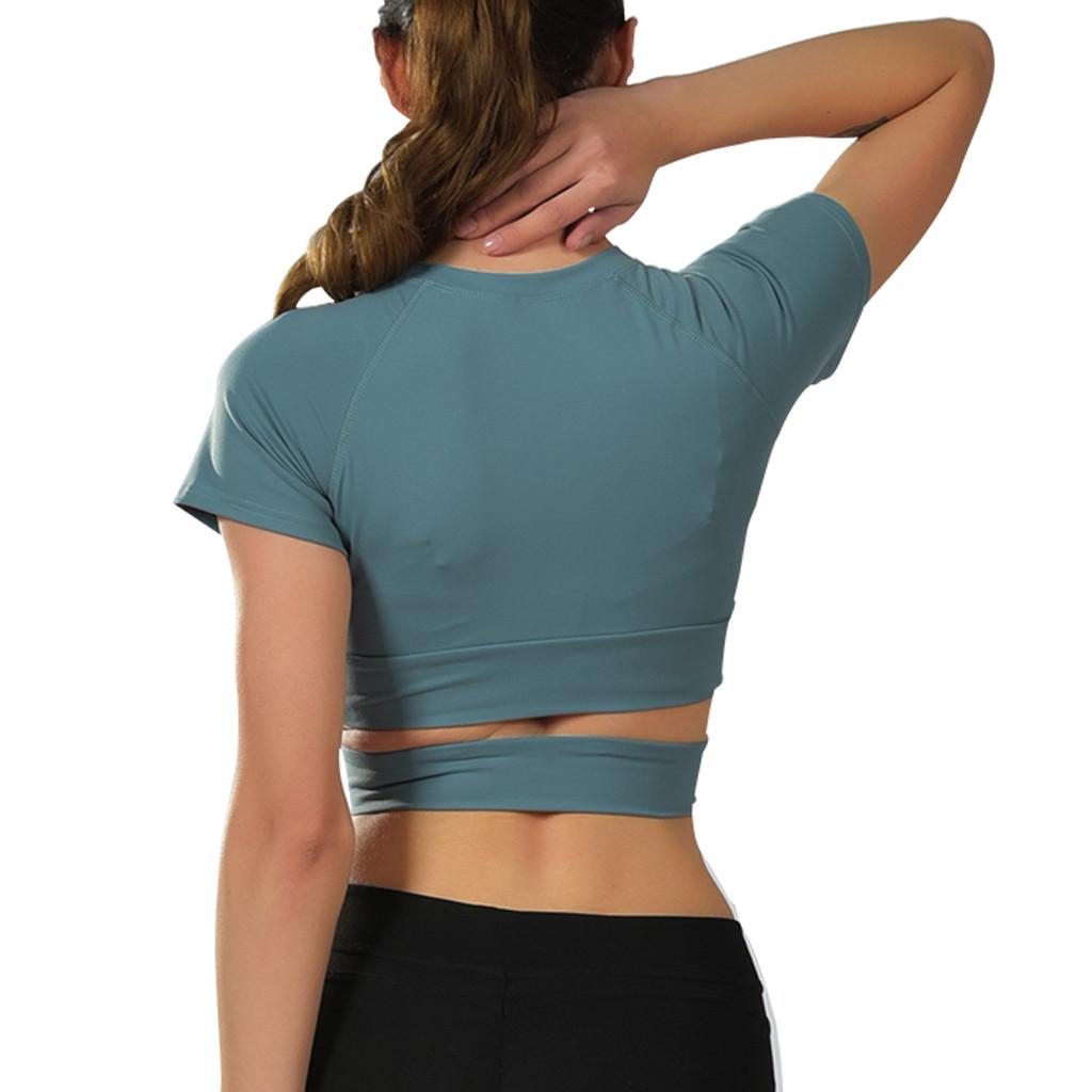 WANGSHUIJUN Women Fashion Sports Yoga Fitness Workout Cross Hollow Out Short Sleeve T-Shirt Yoga Top WANGSHUIJUN Women Fashion Sports Yoga Fitness Workout Cross Hollow Out Short Sleeve T-Shirt Yoga Top