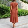 Women Dress Flying Sleeves Large Hem Summer Smocked Tiered Dress Streetwear
