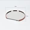 Stainless Steel Mirror Leather Tray Desktop Storage Container Jewelry Display Geometric Circular Storage Tray Cake Plate