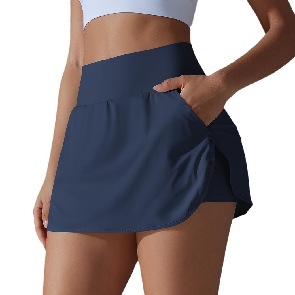 New Cool Sunscreen Tennis Skirt High Waist Tight and Thin Women's Back Waist Pocket Sports Yoga Skirt