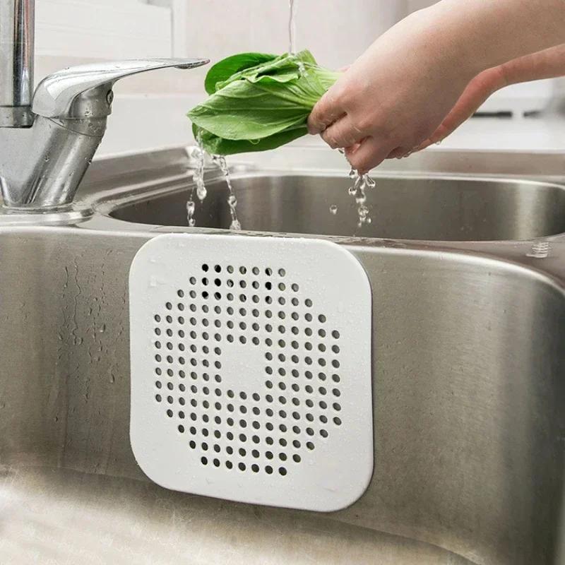 Durable Silicone Square Shower Drain Cover Prevents Sink Clogging, Shower Drain Strainer, Adsorption Sink Strainer, Convenient