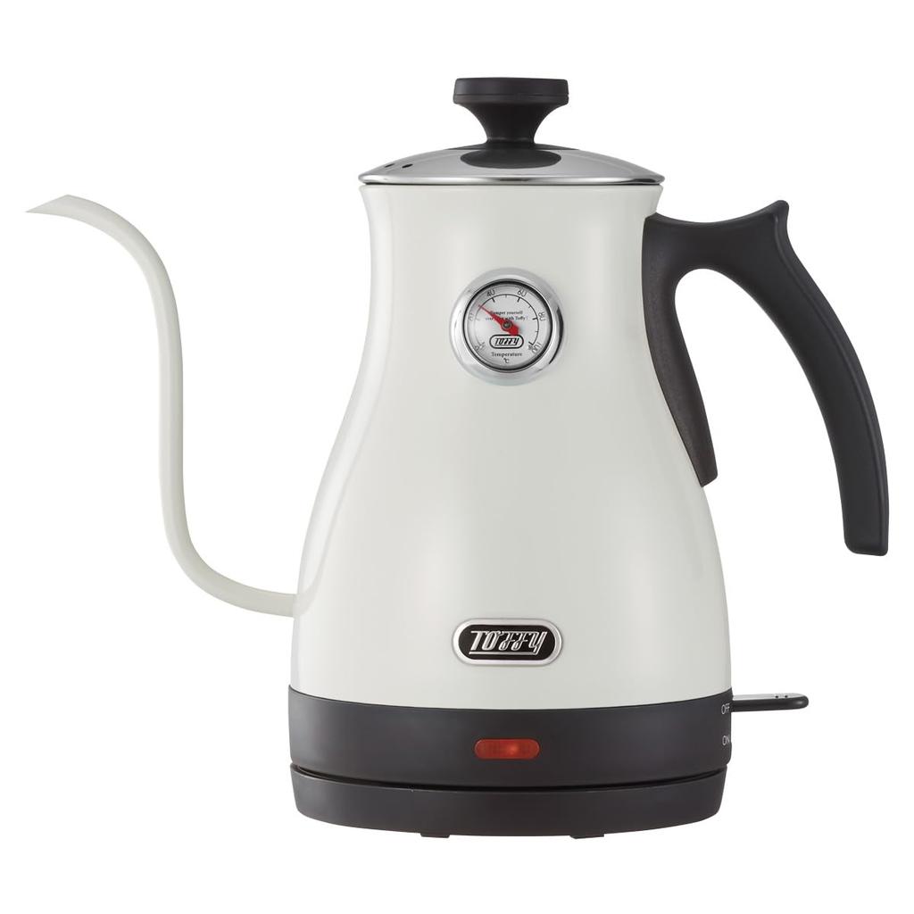 Electric Kettle with Thermometer Suitable Coffee Hand Dry Heating Gooseneck Retro [Toffy] K-KT3 (ash White), Temperature, Drip, Drip, Prevention,