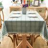 American Polyester Jacquard Imitation Cotton And Linen Waterproof Plaid Fringed Lace Geometric Rectangular Dining Table Coffee Table Tablecloth