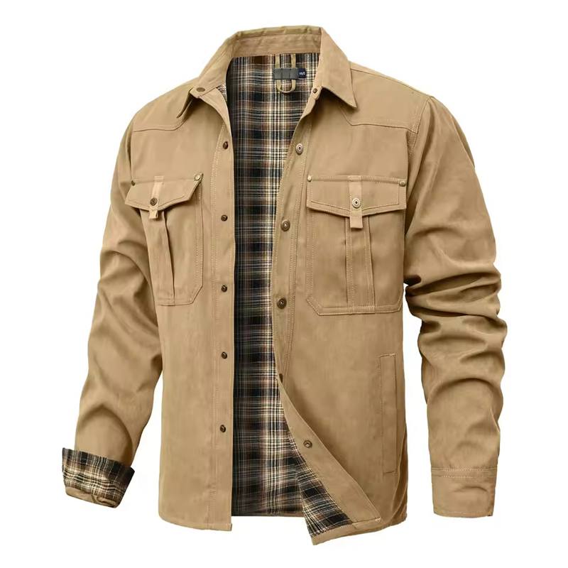 

Men s Jackets Spring Flannel Lined Shirt Coat Shacket Casual Snap Button Overshirt Western Cowboy Style High Quality Top S
