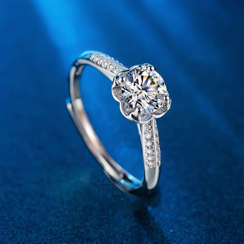 New Mosang Zirconium Imitation Half Wall Jiangshan Ring Women's Cool Style Zirconium Ring Korean Version Couple Wedding Ring