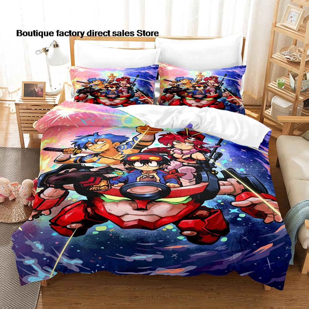 3D Printed Gurren Lagann Anime Bedding Set Duvet Cover Pillowcase For Fans Bedroom Decor Twin Full Queen King Size Bed Linen