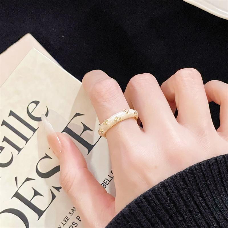 Dripping Oil Flower Brushed Medieval Open Ring Retro Court Style Niche Design High-End Ring Woman