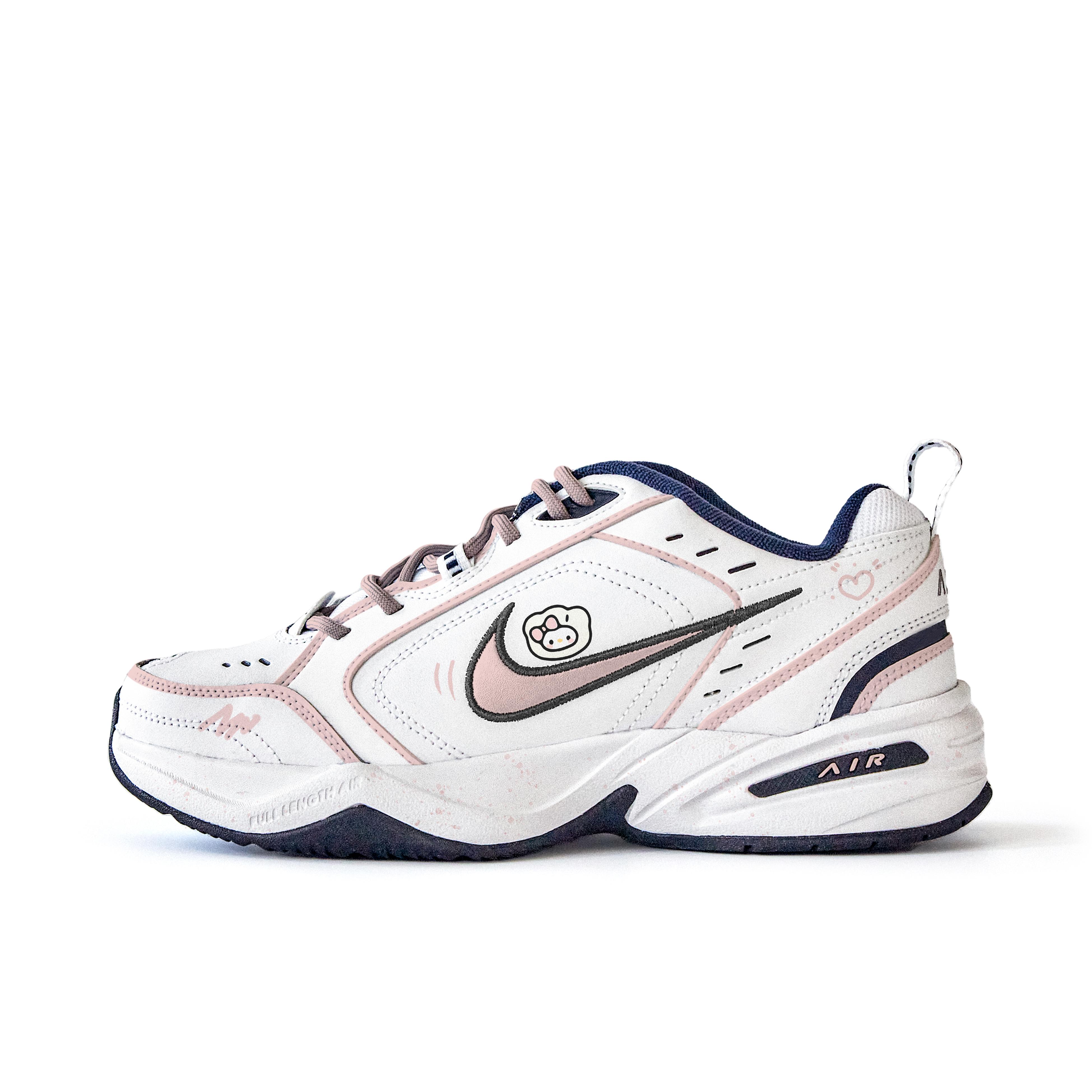

Nike Air Monarch 4 Slip Resistant Abrasion Resistant Low top Chunky Sneakers Unisex White Pink 415445-102(Team676-) 42