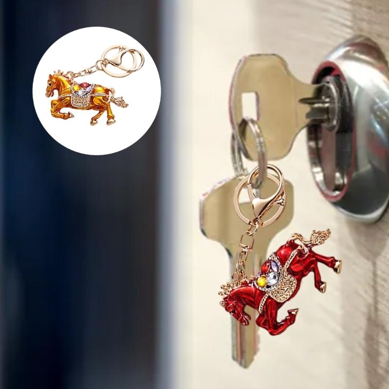 Unique Horse Zodiacal Keychain Glittering Rhinestones Artistic Design Bag Decoration for Gifting and Personalization
