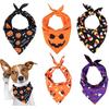 Whaline 5 Pack Halloween Dog Bandanas, Triangle Pet Scarfs Washable Pet Neckerchief Dog Bibs, Pumpkin, Ghost, Candy Corn and Bones Pet Bandanas