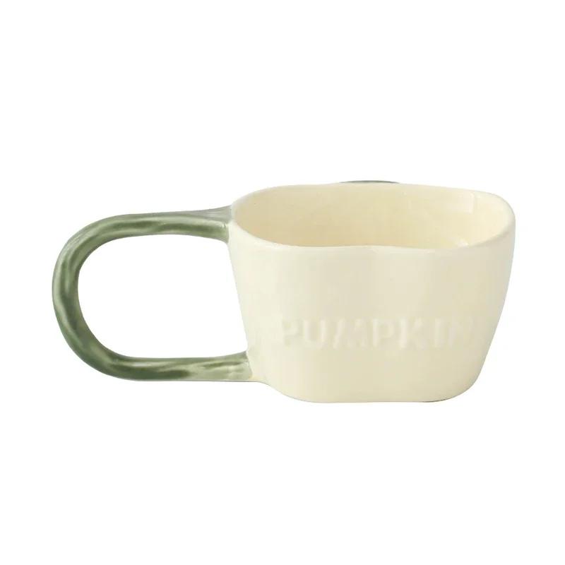 300ml Ceramic Mug Ins Style Pumpkin Cup with Spoon Creative Cute Big Handle Coffee Mug Afternoon Tea Cup Couple Gift Water Cups 300ml