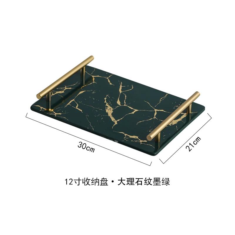 

Imitation marble textured ceramic tray Skincare products, jewelry storage tray Dressing table storage ornaments Bathroom tray
