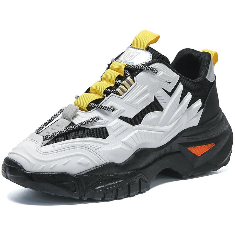Men Chunky Sneakers Breathable Light Men Mesh Casual Shoes Autumn Platform Fashion Lace-Up Wear-resistant Shoes Tenis Masculino