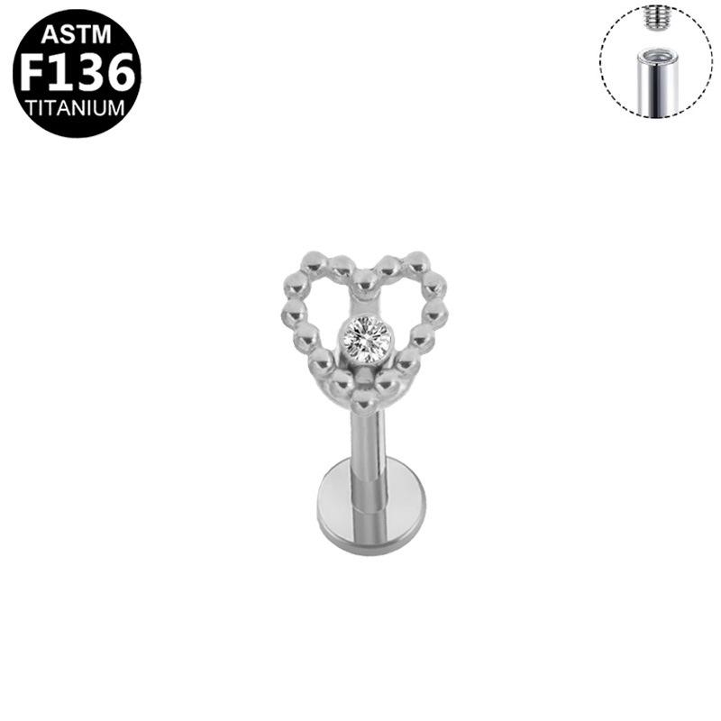 European & American Titanium Alloy T-Bar Internal Thread Ear & Lip Stud Jewelry