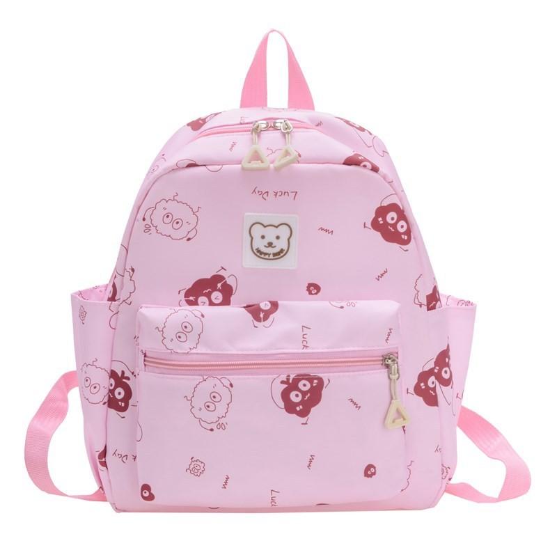 Adorable Cartoon Bear Print Backpack For Boys And Girls Breathable Nylon Material