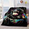 Monkey Music Headphones Blanket Flannel Blanket for bed, sofa, Camping, Hiking, Picnic Essentials, gift for family Fan gifts