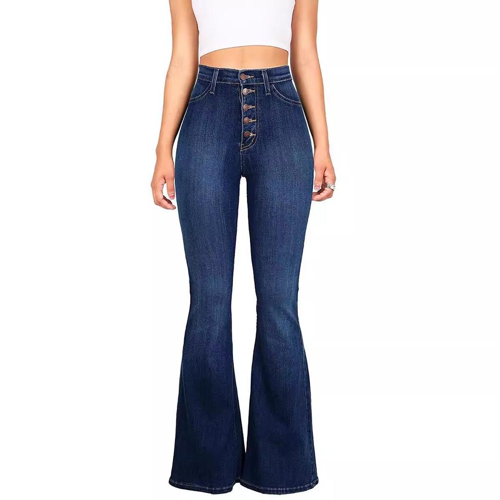 Jeans Women Slim High-waisted Flared Pants