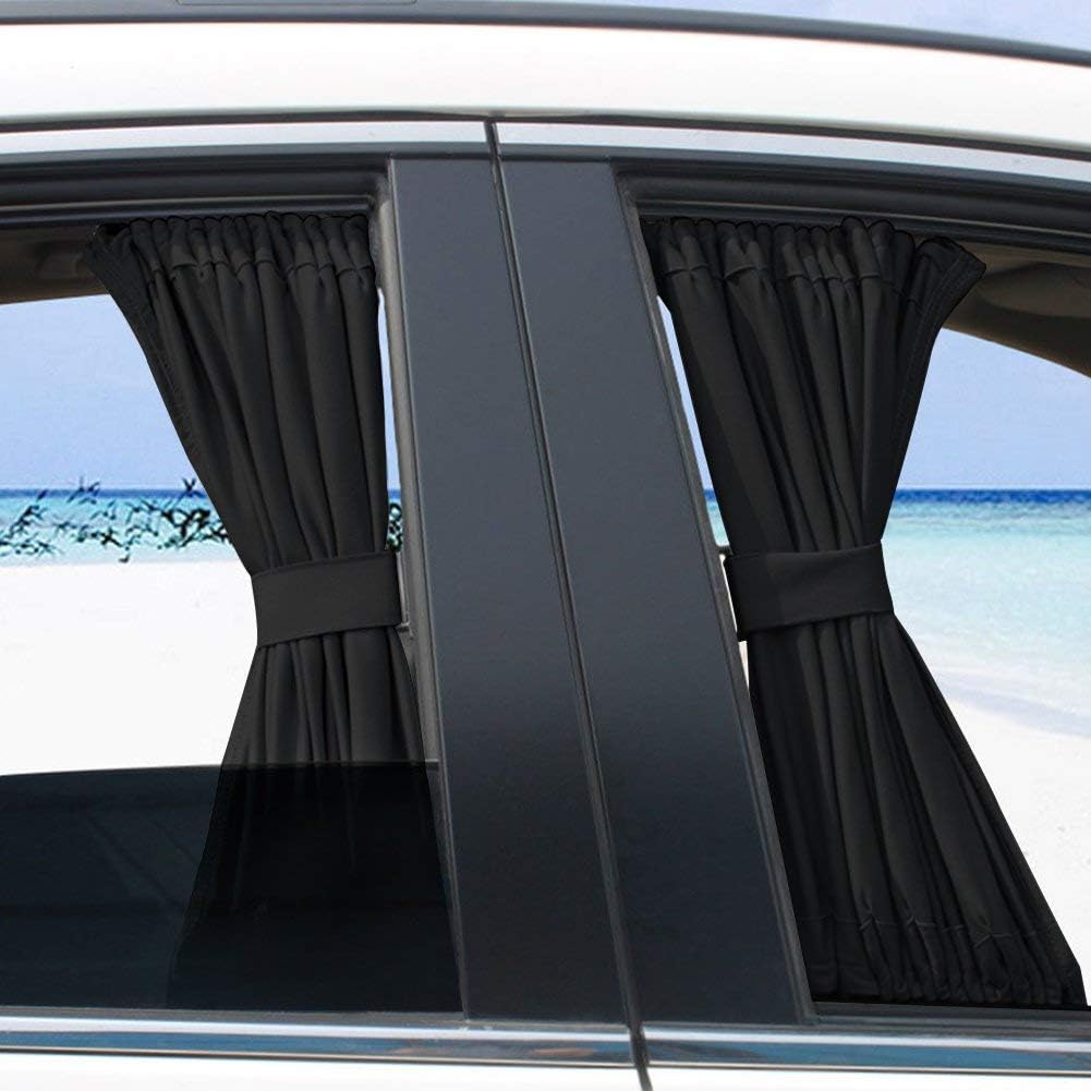 Car Curtains for Window, 2Pcs Auto Side Window Shade Blackout Sunshades Curtains Adjustable Sun Shade Drape Visor Valance Curtain for Breastfeeding, чёрный