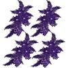 4er-Pack 3D-Blumen-Pailletten-Applikation mit Strass-Glitzer-Perlen-Stickerei, Stoff-Spitzenbesatz für Hochzeit, Brautkleid, Kleid, Tasche, Kissen