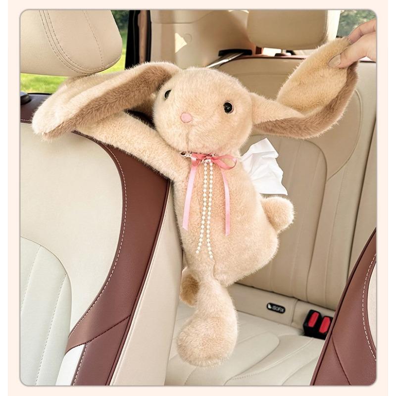 Cute Plush Creative Hanging Car Tissue Box For Women Car Interior Decoration