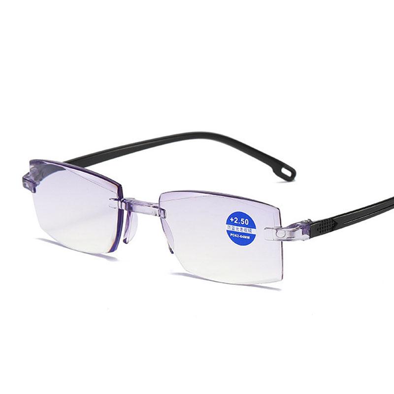 Classic Anti Blue Light Blocking Rimless Reading Glasses Women Men Square Frameless Presbyopic Glasses Diopters +1.0 1.5 2.5 4.0