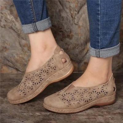 Fashion 2024 Women Sandals Soft Leather Wedges Shoes For Women Summer Sandals Casual Shoes Female Low-heel Hollow Out Sandals