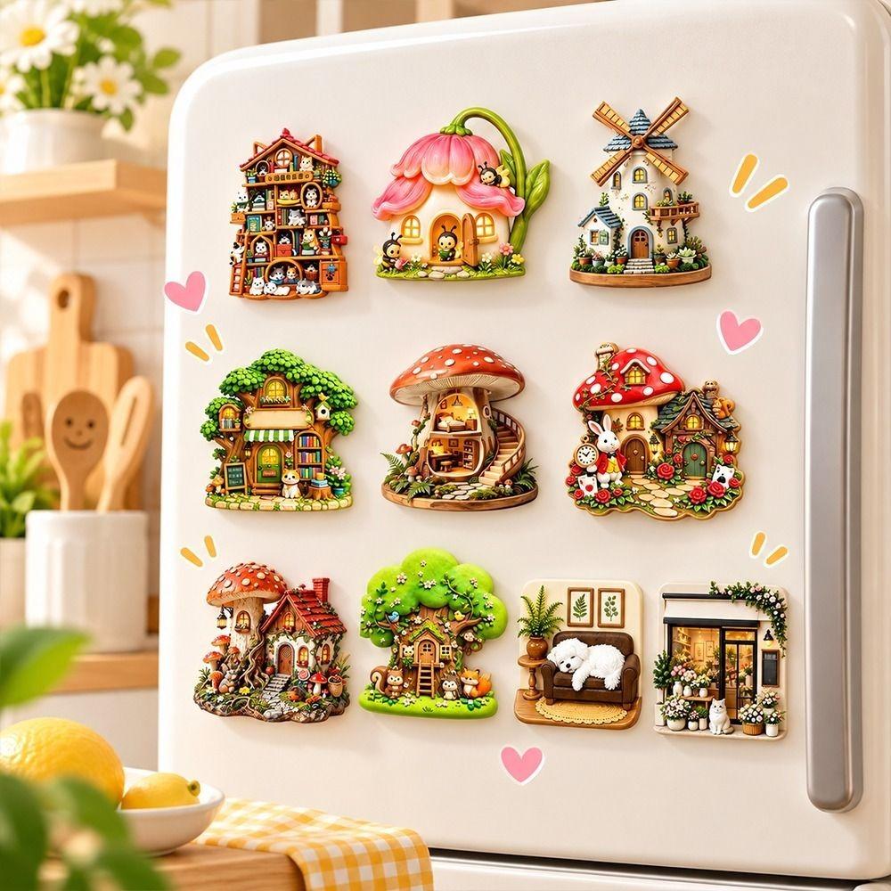 Cute Theme Refrigerator Magnet 3D Relief Decorative Fridge Magnet Refrigerator Decoration