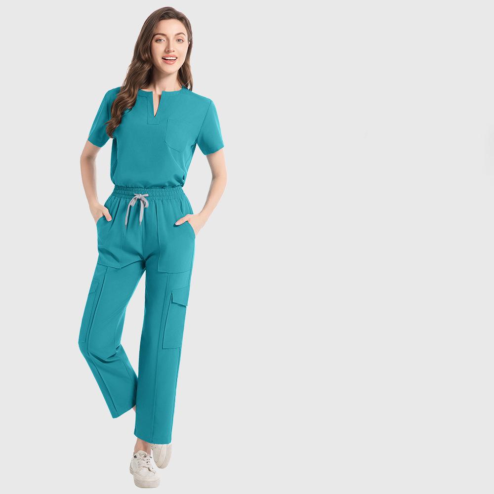 Medizinische Damen Krankenschwester Scrub Set Taschenhose OP-Saal Schönheitssalon Arbeitskleidung