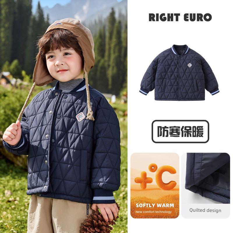 Right European Style Boys  Lightweight Cotton Jacket Winter Clothing Children s Warm Autumn and Winter Children s Clothing New Baby Winter Padded Top Navy blue 110cm