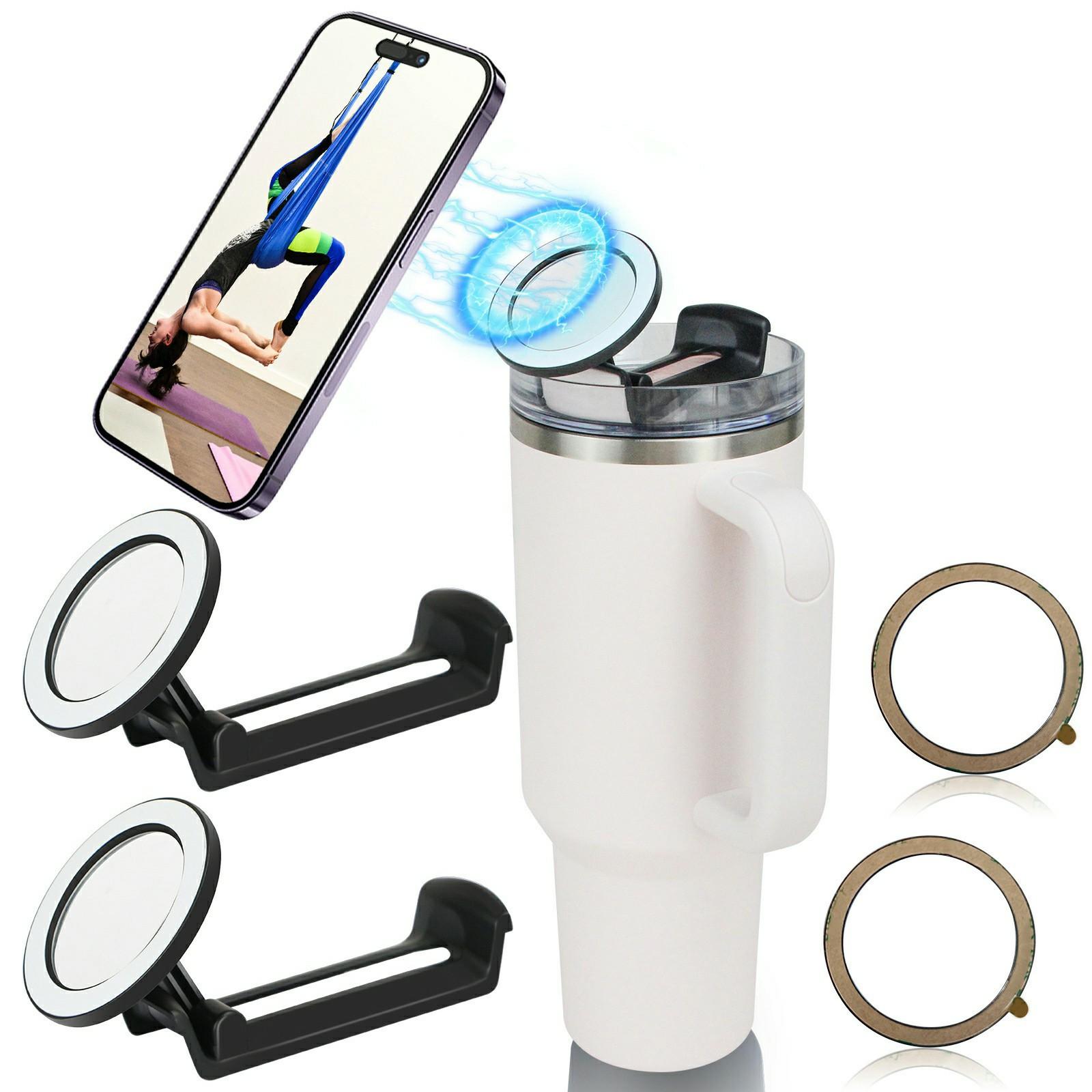 

2Pcs For Stanley 40OZ Cup Magnetic Phone Holder Portable Rotatable Z-Shaped Stand Compatible with All Phones C