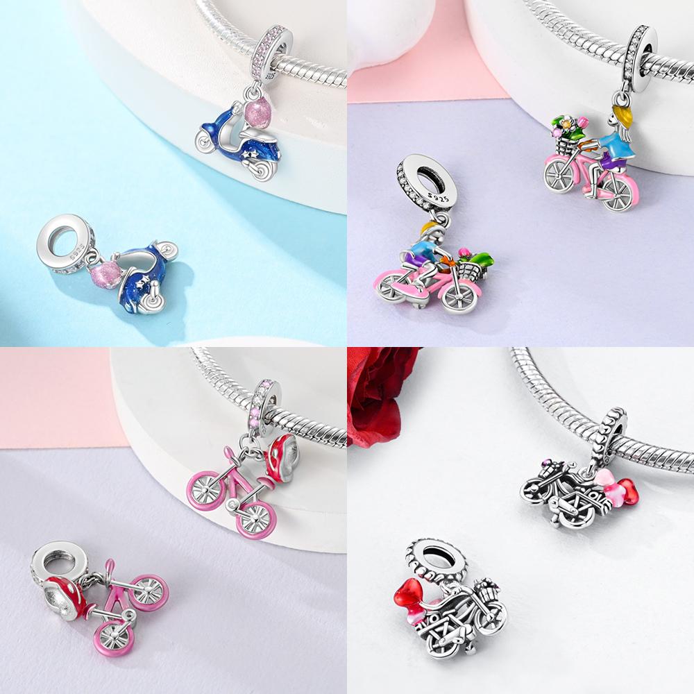 Cycling Sweater Iron Tower Heart Charms Beads Original Copper Fit Bracelet Women Jewelry Making Diy Accessories Gift
