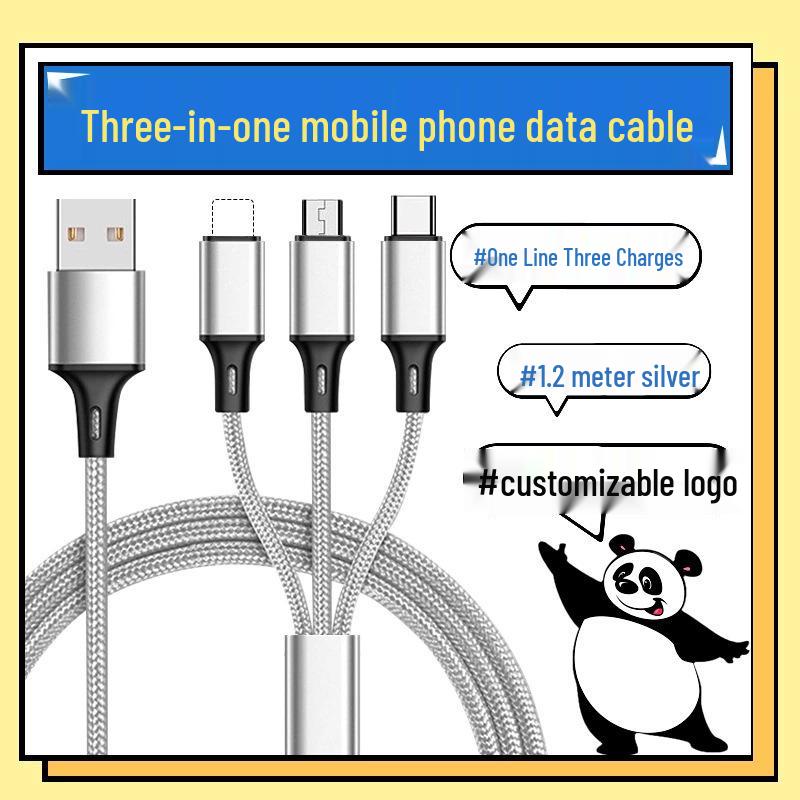 One-to-three Nylon Braided Charging Cable for Apple, Android, Huawei - Fast Charge 3-in-1 Gift