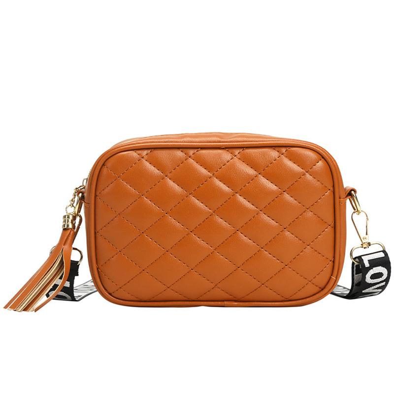 

Женская сумка, весенне-осенняя новая сумка через плечо, корейская сумка через плечо, модная простая широкополосная сумка с буквенным принтом для мобильного телефона 19x5x13cm коричневый