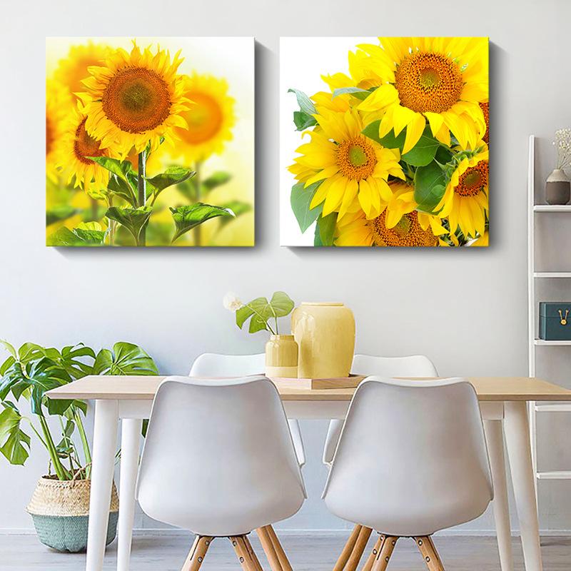 Moderne Sonnenblumen-Leinwandmalerei, nordische Landschaft, HD-Bilder, Blumenplakate und -drucke, Wandkunst, Bilder, Wanddekoration, kein Rahmen