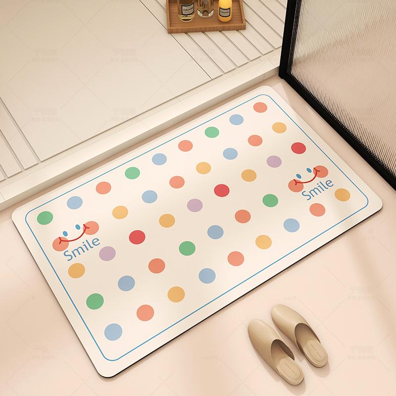 Bathroom Absorbent Floor Mat, Diatom Mud Quick-drying Mat, Toilet Door Carpet, Toilet Anti-skid and Anti-drop Foot Mat
