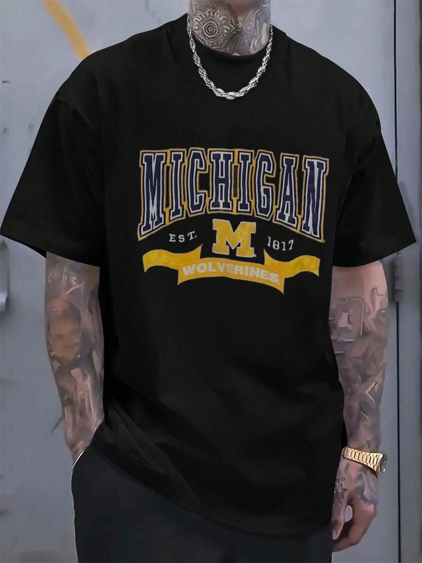 Men s Logo T-Shirt - Black Cotton Tee with M Logo & 1997 Team Colors (Golden/Yellow) XXL